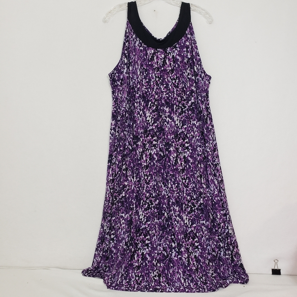 Maggie Barnes Maxi dress purple/black floral flowy  sleeveless dress Poc…